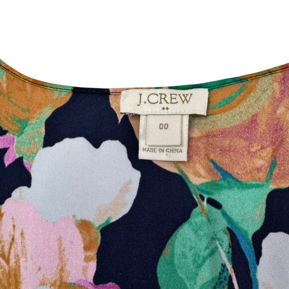 J.Crew Floral Print Sleeveless Blouse Size 00 | Navy Multicolor Floral Top - Picture 6 of 7